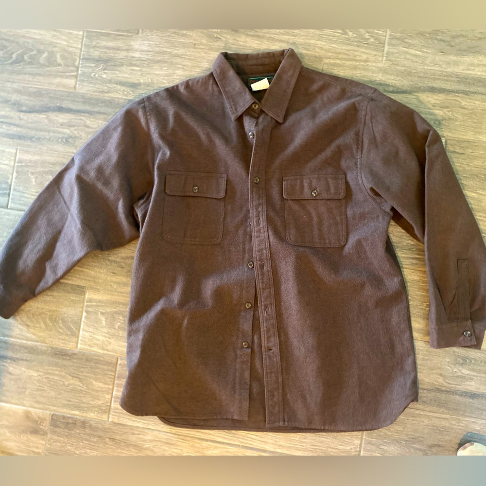 Field & Stream Heavy Flannel Shirt Men’s Brown Button Front 100% Cotton XLarge